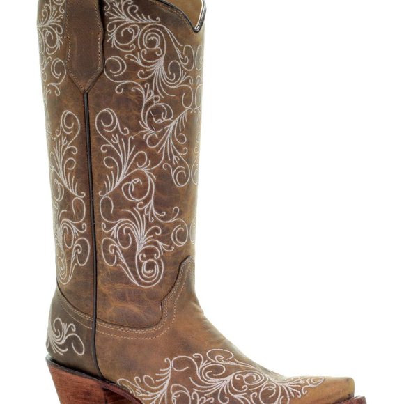 CORRAL TAN SCROLL WESTERN BOOT - Picture 3 of 3